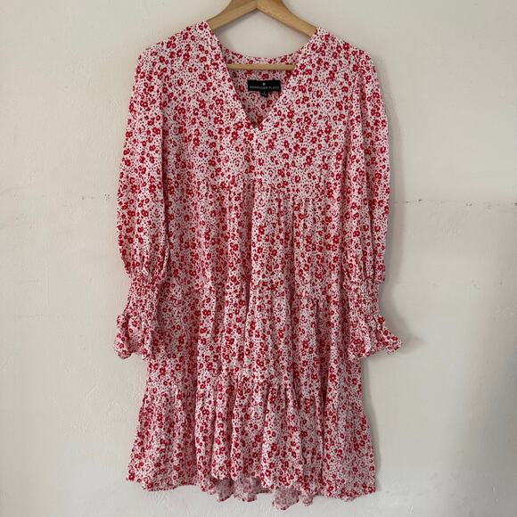 Tuckernuck Pomander Place Scarlet Ditsy Floral Kenzo Dress V Neck Size Small - Picture 3 of 11